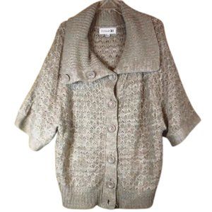 Forever 21 Loose Comfy Tan Knit Big Collar Sweater in size L